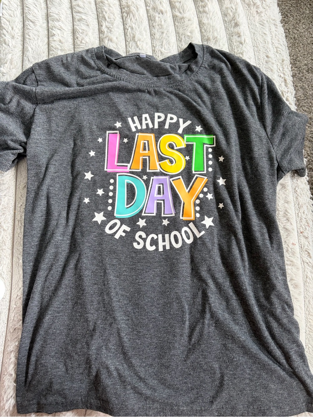 Girls' Charcoal 'Happy Last Day of School' Short Sleeve Graphic Tee